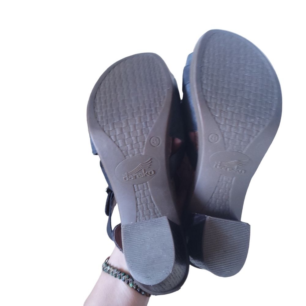 Dansko Dominique Block Heel Sandals Black Leather Size 41 /11US - Picture 9 of 11